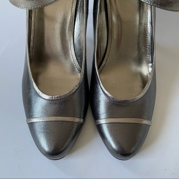 Coach Lauryn Mary Jane Heels Made in Italy Silver Pewter Metallic New 10 - Picture 8 of 14